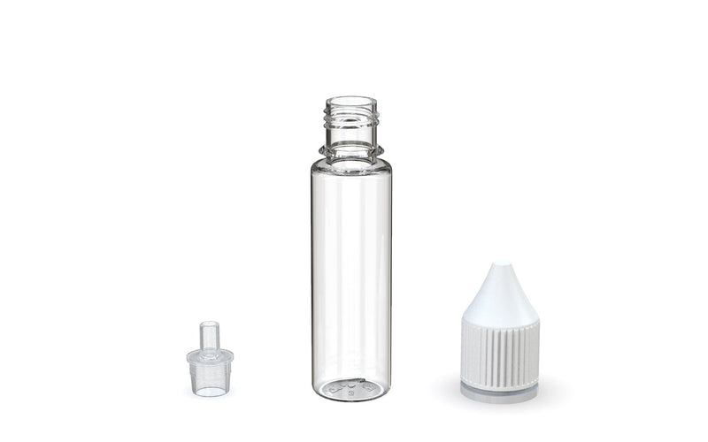 Chubby Gorilla - 20ML Unicorn Bottle - Clear Bottle / White Cap - V3 - With Reducer Tip - Copackr.com