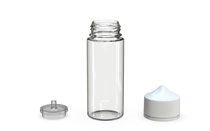Chubby Gorilla - 120ML Unicorn Bottle - Clear Bottle / White Cap - V3 - With Reducer Tip - Copackr.com