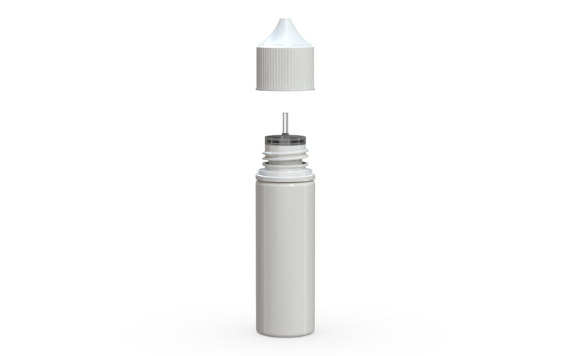 Chubby Gorilla Unicorn 50ml bottle, solid opaque white, side view
