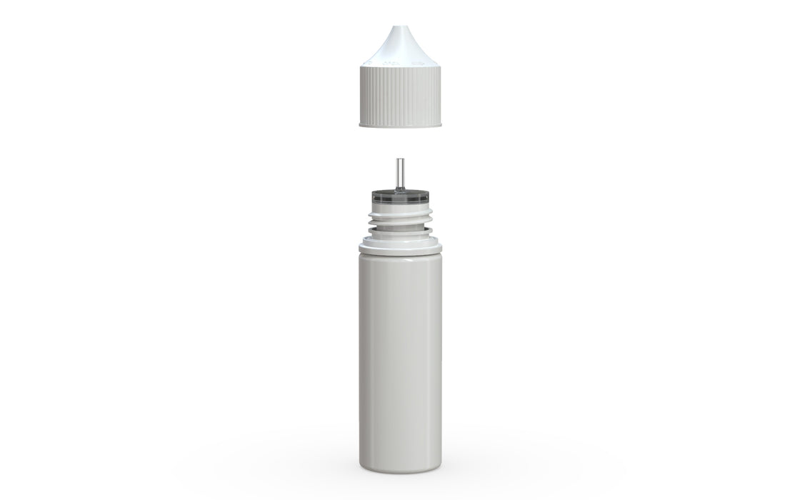 Chubby Gorilla Unicorn 50ml bottle, solid opaque white, side view