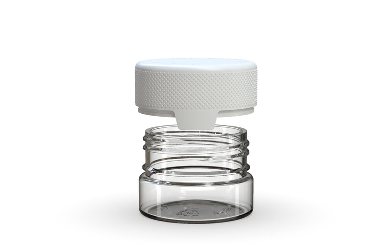 30CC/1FL.OZ/30ML Aviator CR - Container With Inner Seal & Tamper - Clear Natural With Opaque White Lid - Copackr.com