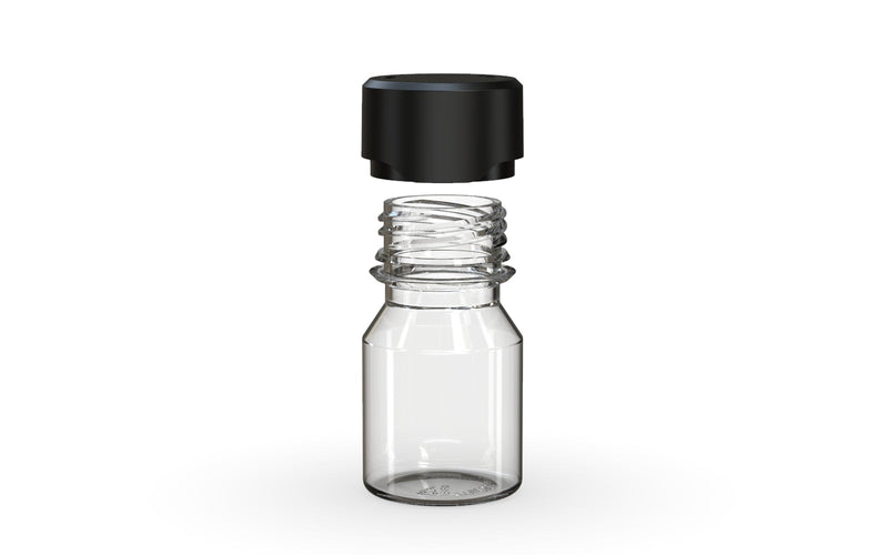 Chubby Gorilla Aviator Shot Bottle 30ml - Clear bottle & Black Cap - Copackr.com