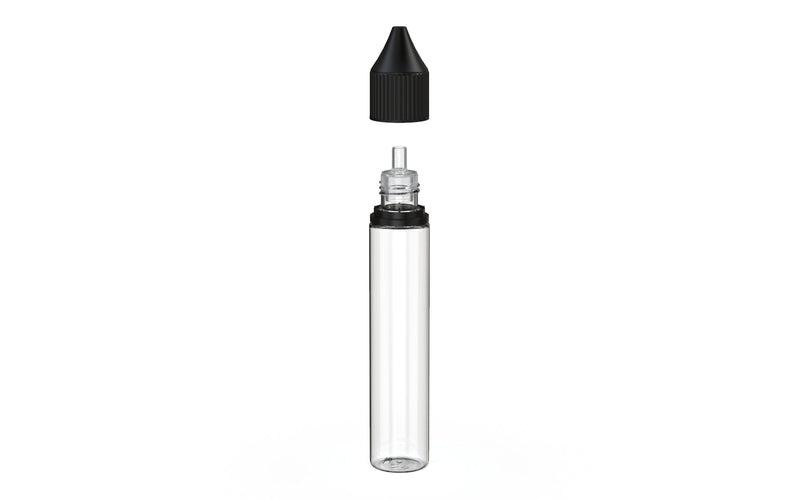 Chubby Gorilla - 30ML Unicorn Bottle - Clear Bottle / Black Cap - V3 - With Reducer Tip - Copackr.com