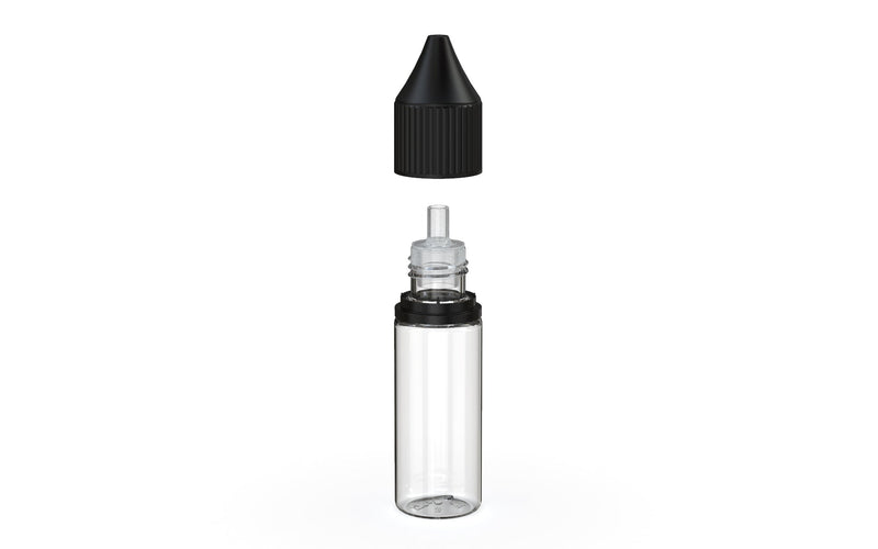 Chubby Gorilla - 15ML V3 Unicorn Bottle - Clear Bottle / Black Cap - V3 - With Reducer Tip - Copackr.com