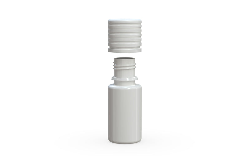 Chubby Gorilla Spiral CR 10ML unicorn bottle, opaque white bottle with opaque white child-resistant cap, cap detail