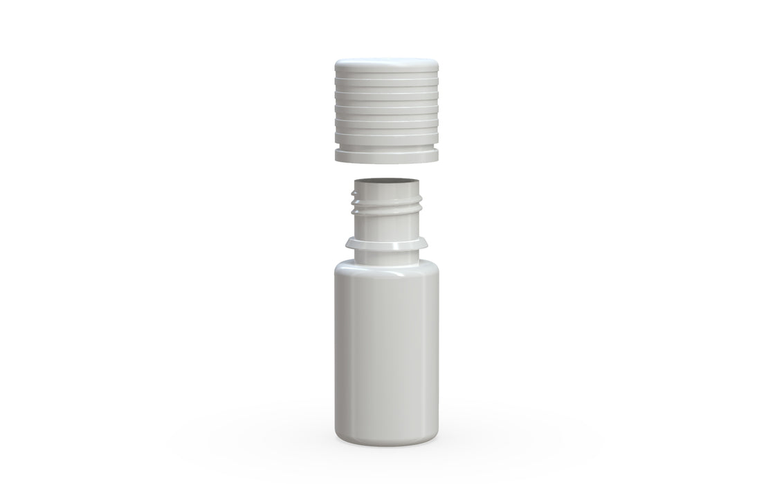 Chubby Gorilla Spiral CR 10ML unicorn bottle, opaque white bottle with opaque white child-resistant cap, cap detail