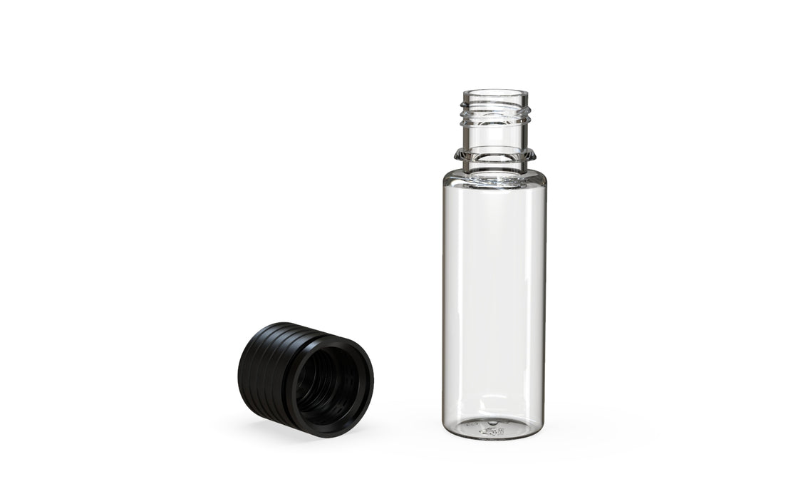 Chubby Gorilla Spiral CR 16.5ML unicorn bottle, clear natural bottle with opaque black child-resistant cap, multiple units