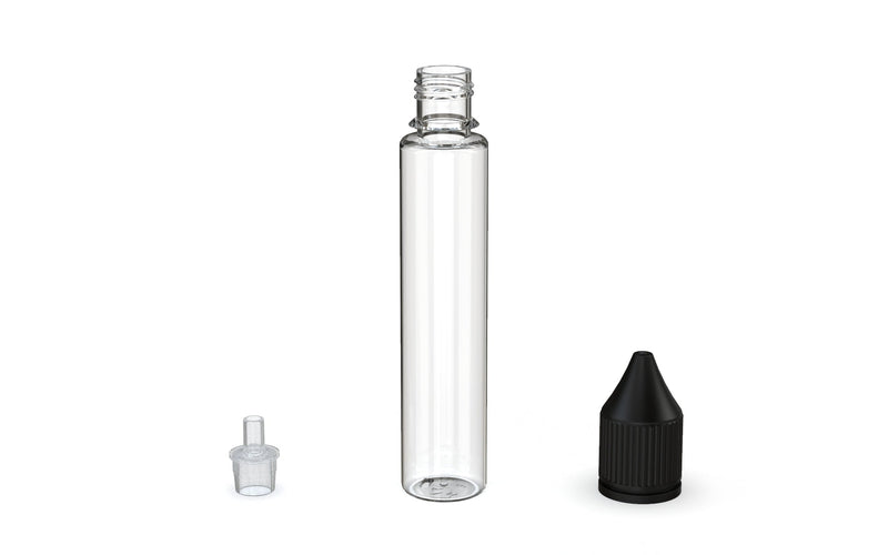 Chubby Gorilla - 30ML Unicorn Bottle - Clear Bottle / Black Cap - V3 - With Reducer Tip - Copackr.com