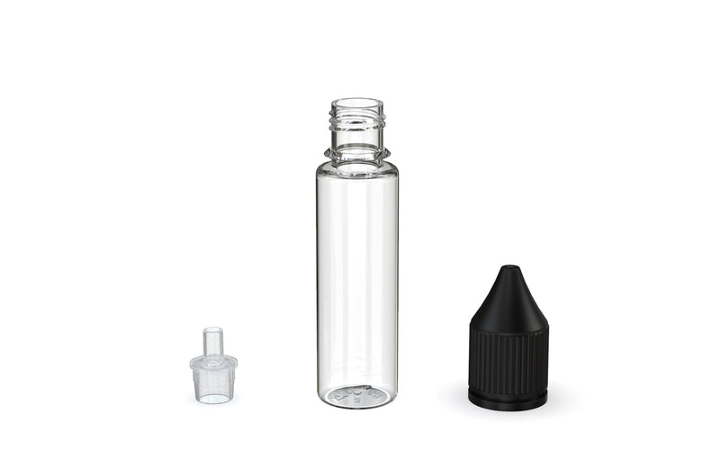 Chubby Gorilla - 20ML Unicorn Bottle - Clear Bottle / Black Cap - V3 - With Reducer Tip - Copackr.com