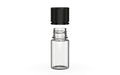Chubby Gorilla Spiral CR 30ml Stubby bottle, clear natural with opaque black cap, cap detail