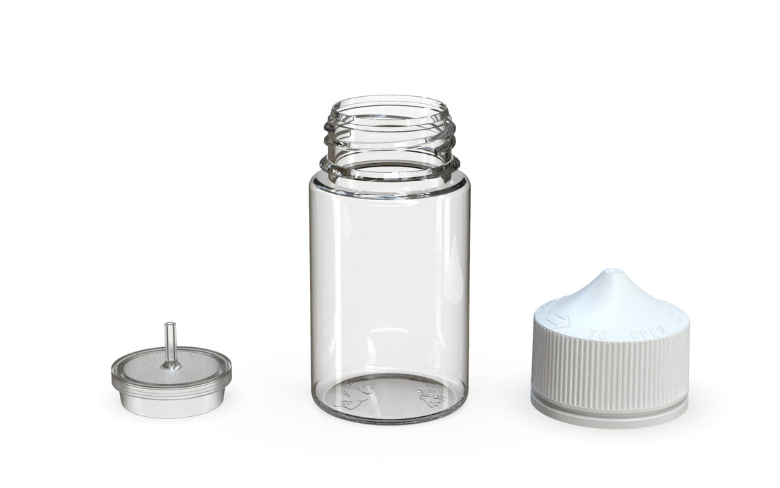 Chubby Gorilla Unicorn 75ml Stubby bottle, clear natural with opaque white cap, multiple units