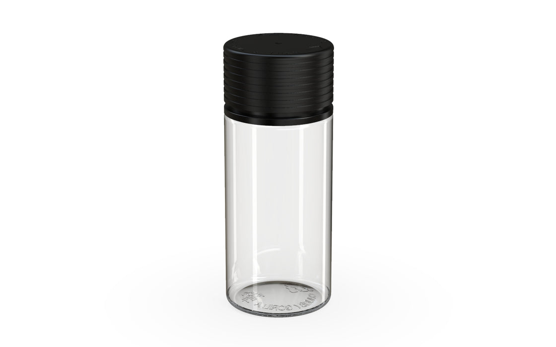 Chubby Gorilla Spiral CR 100ML bottle, clear natural with opaque black cap, side view