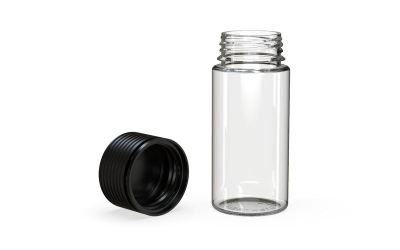 Chubby Gorilla Spiral CR 100ML bottle, clear natural with opaque black cap, group shot