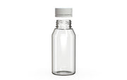Spiral CR Shot Bottle 100ml Mini Clear Natural with Opaque White Cap, cap detail