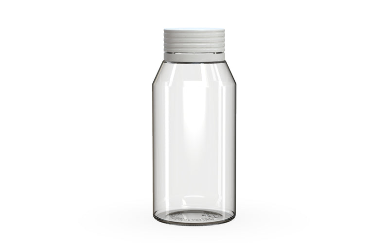 Spiral CR Shot Bottle 100ml Mini Clear Natural with Opaque White Cap