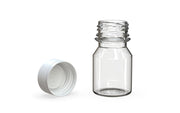 Spiral CR Shot Bottle 30ml Clear Natural with Opaque White Cap, multiple units