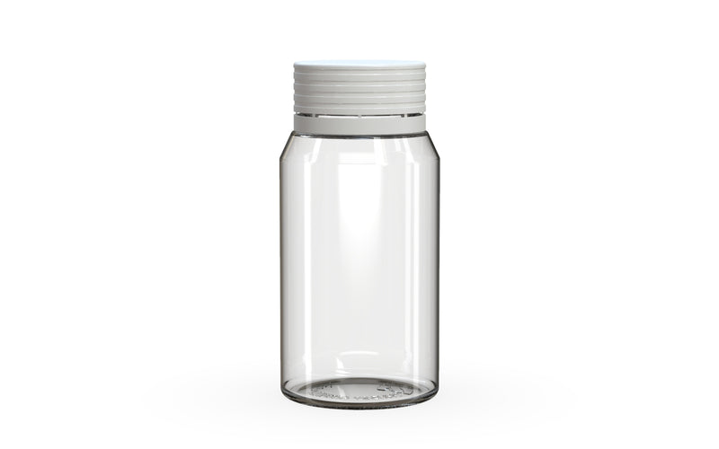 Spiral CR Shot Bottle 60ml Mini Clear Natural with Opaque White Cap