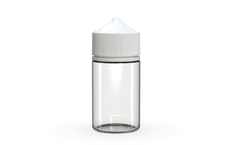 Chubby Gorilla Unicorn 75ml Stubby bottle, clear natural with opaque white cap, front view