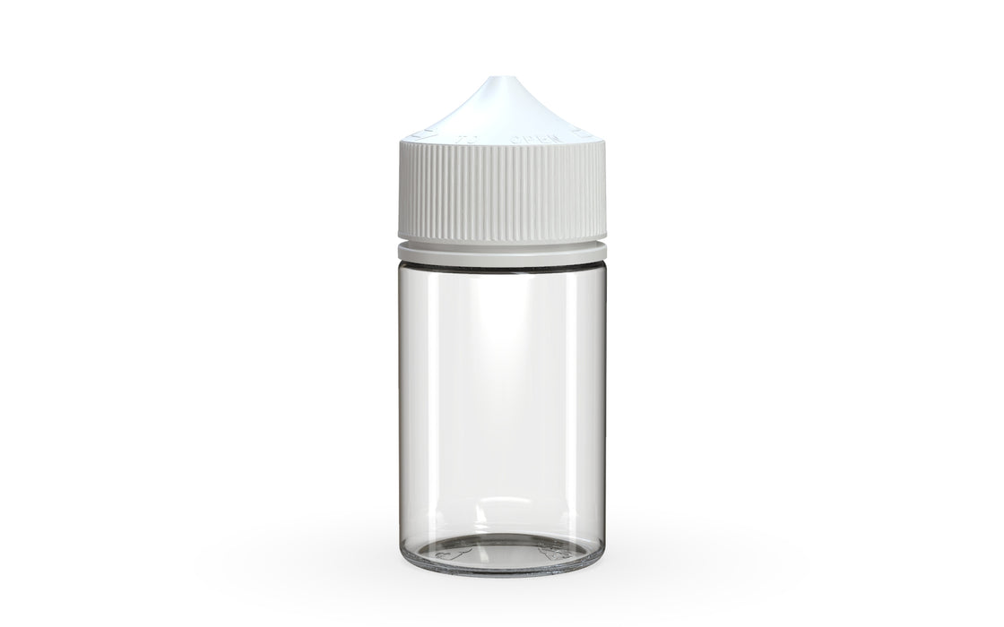 Chubby Gorilla Unicorn 75ml Stubby bottle, clear natural with opaque white cap, front view