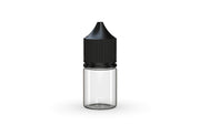 Chubby Gorilla Unicorn 20ml Stubby bottle, clear natural with opaque black cap, front view