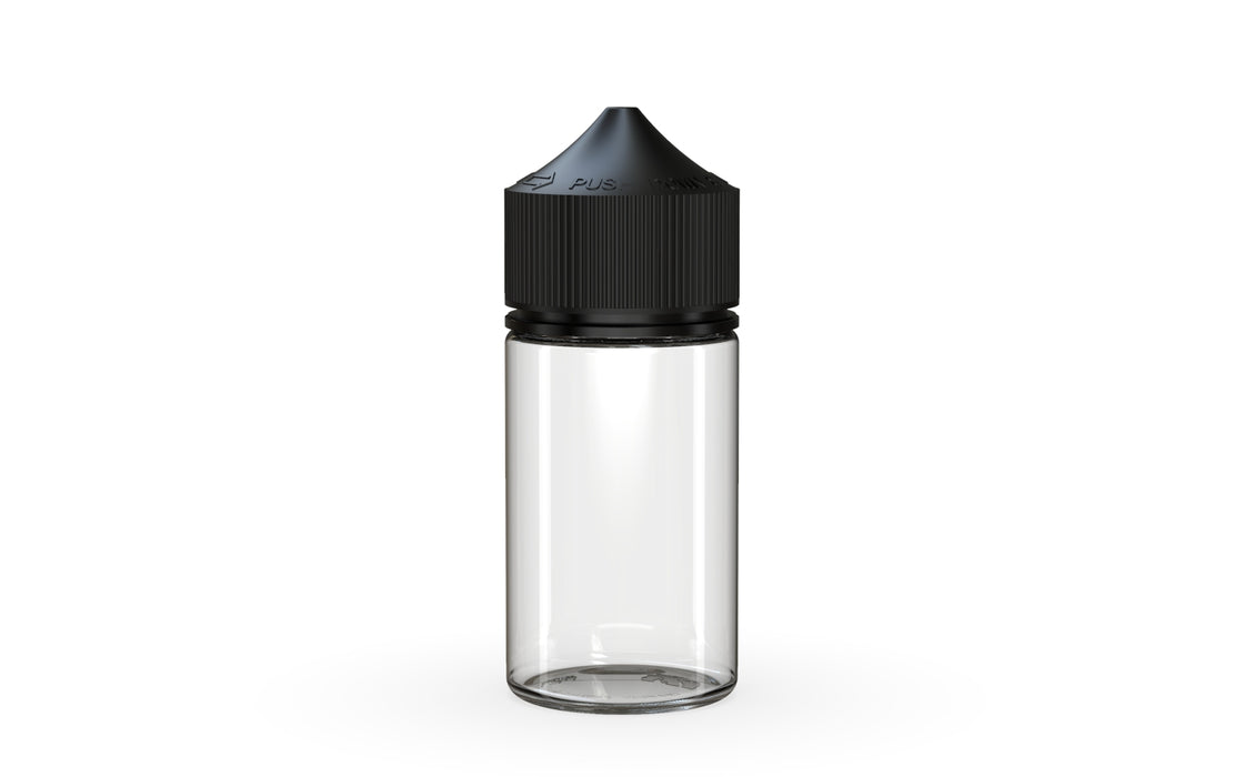 Chubby Gorilla Unicorn 60ml Mini bottle, clear natural with opaque black cap, front view