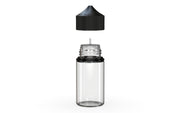 Chubby Gorilla Unicorn 60ml Mini bottle, clear natural with opaque black cap, side view