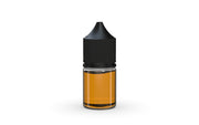 Chubby Gorilla Unicorn 20ml Stubby bottle, clear natural with opaque black cap, cap detail