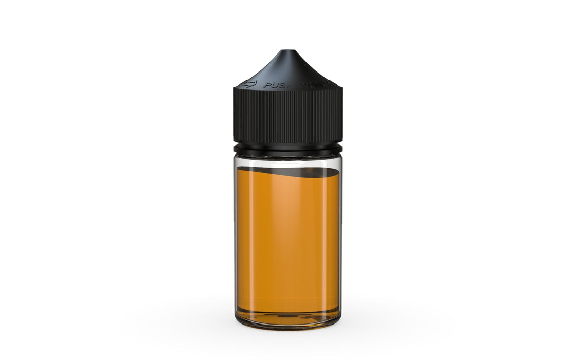 Chubby Gorilla Unicorn 60ml Mini bottle, clear natural with opaque black cap, cap detail