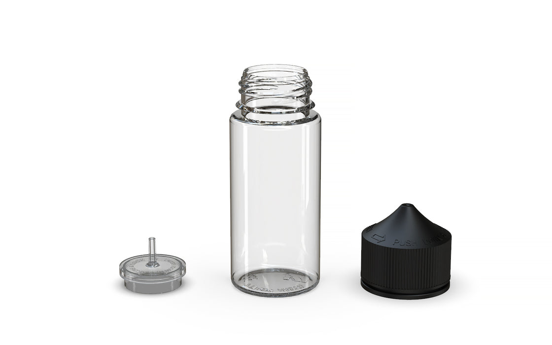 Chubby Gorilla Unicorn 75ml Mini bottle, clear natural with opaque black cap, multiple units