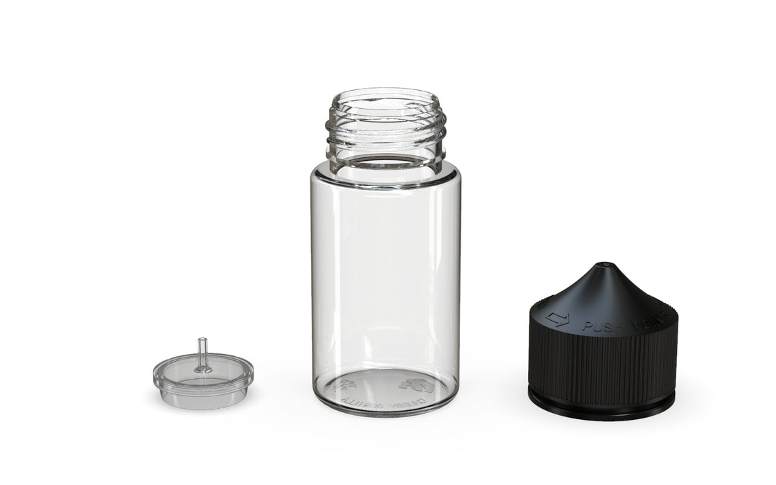 Chubby Gorilla Unicorn 60ml Mini bottle, clear natural with opaque black cap, multiple units