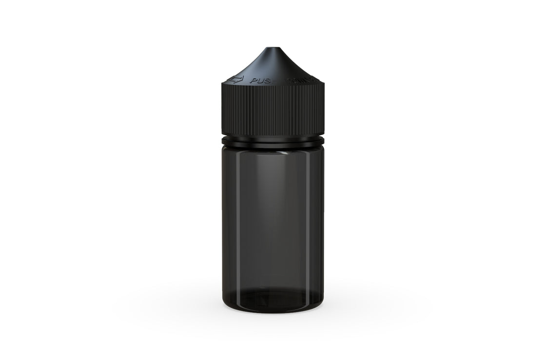 Chubby Gorilla Unicorn 60ml Mini bottle, translucent black with opaque black cap, front view