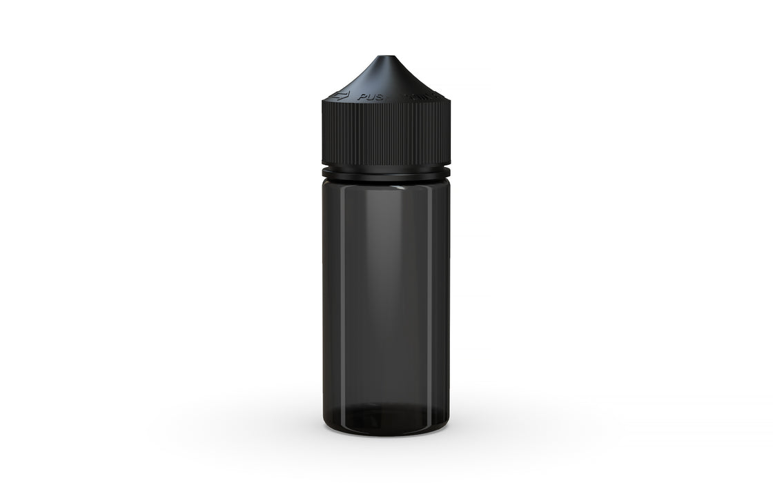 Chubby Gorilla Unicorn 75ml Mini bottle, translucent black with opaque black cap, front view