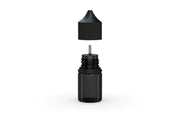 Chubby Gorilla Unicorn 20ml Stubby bottle, translucent black with opaque black cap, side view