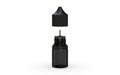 Chubby Gorilla Unicorn 20ml Stubby bottle, translucent black with opaque black cap, side view