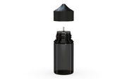 Chubby Gorilla Unicorn 60ml Mini bottle, translucent black with opaque black cap, side view