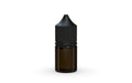 Chubby Gorilla Unicorn 20ml Stubby bottle, translucent black with opaque black cap, cap detail