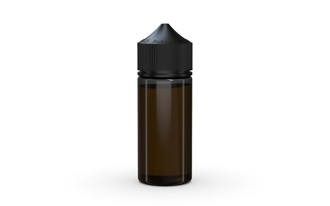 Chubby Gorilla Unicorn 75ml Mini bottle, translucent black with opaque black cap, cap detail
