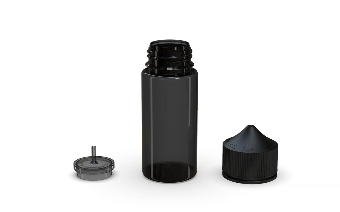 Chubby Gorilla Unicorn 75ml Mini bottle, translucent black with opaque black cap, multiple units
