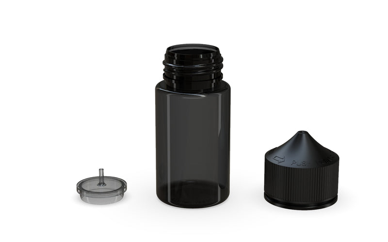 Chubby Gorilla Unicorn 60ml Mini bottle, translucent black with opaque black cap, multiple units