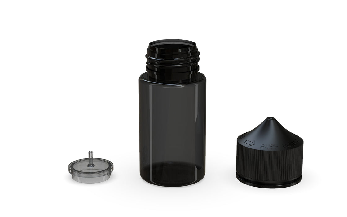 Chubby Gorilla Unicorn 60ml Mini bottle, translucent black with opaque black cap, multiple units