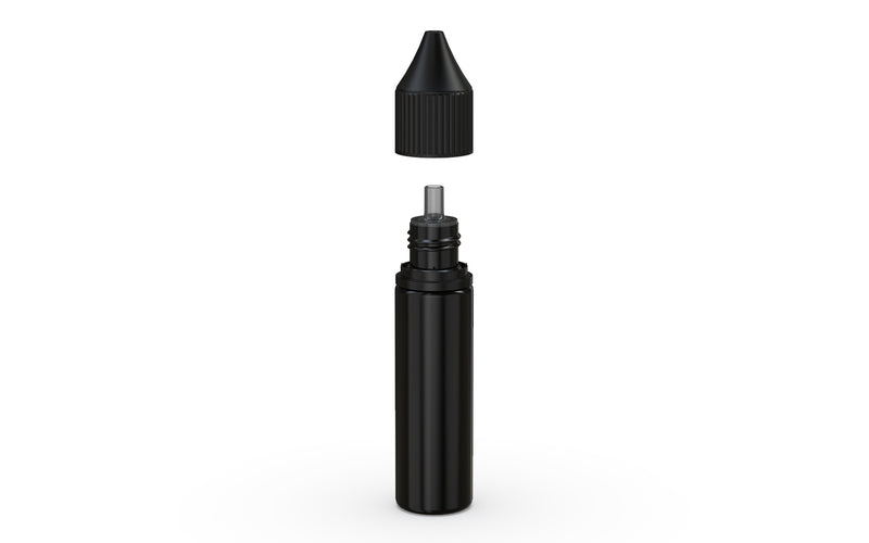 Chubby Gorilla Unicorn 20ml bottle with Reducer Tip, solid opaque black, side view