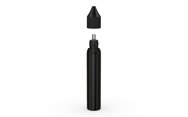 Chubby Gorilla Unicorn 30ml bottle with Reducer Tip, solid opaque black, side view