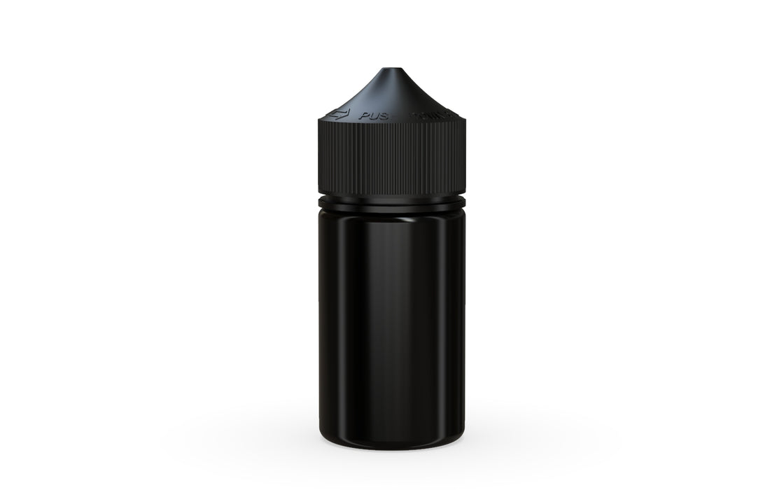 Chubby Gorilla Unicorn 60ml Mini bottle, solid opaque black, front view