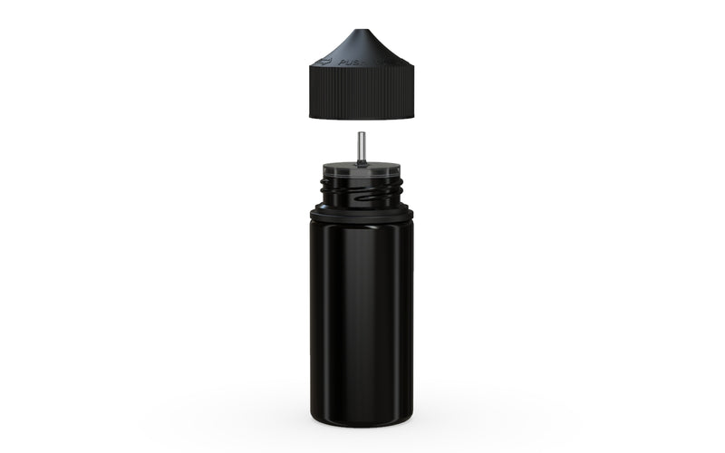 Chubby Gorilla Unicorn 75ml Mini bottle, solid opaque black, side view