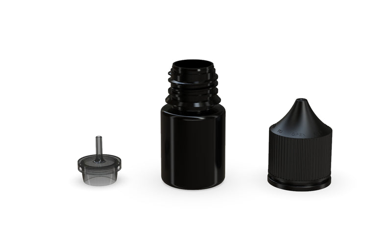 Chubby Gorilla Unicorn 20ml Stubby bottle, solid opaque black, multiple units