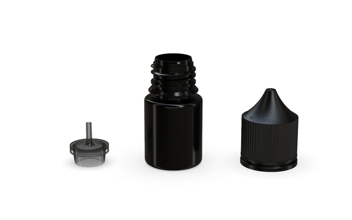 Chubby Gorilla Unicorn 20ml Stubby bottle, solid opaque black, multiple units