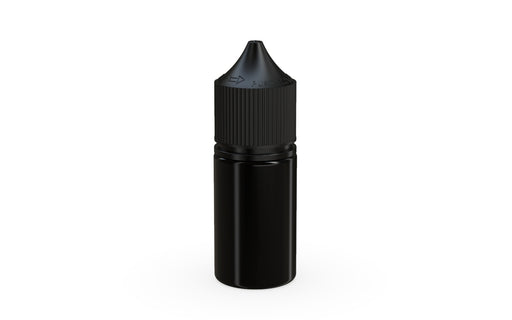 Chubby Gorilla Unicorn 30ml Stubby bottle with Reducer Tip, solid opaque black, front view