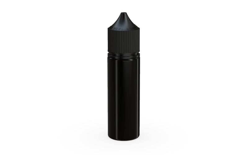 Chubby Gorilla Unicorn 50ml bottle with Reducer Tip, solid opaque black, front view