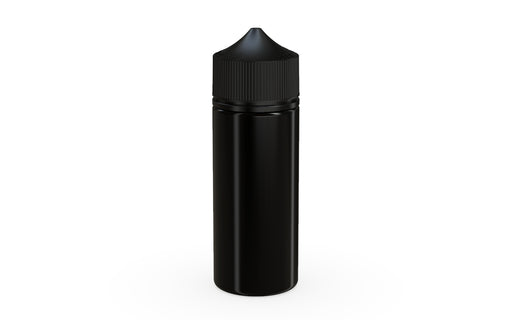 Chubby Gorilla Unicorn 120ml bottle with Reducer Tip, solid opaque black, front view