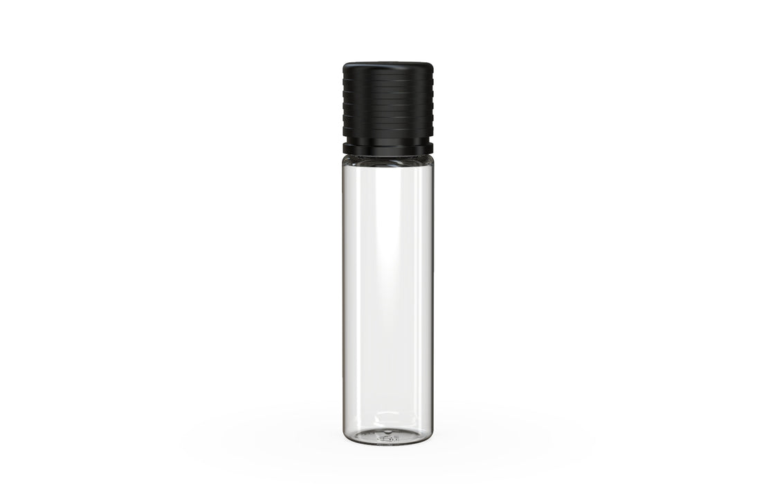 Chubby Gorilla Spiral CR 20ML unicorn bottle, clear natural bottle with opaque black child-resistant cap
